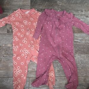 Carter's Floral and Dot Footies in Pink and Mauve